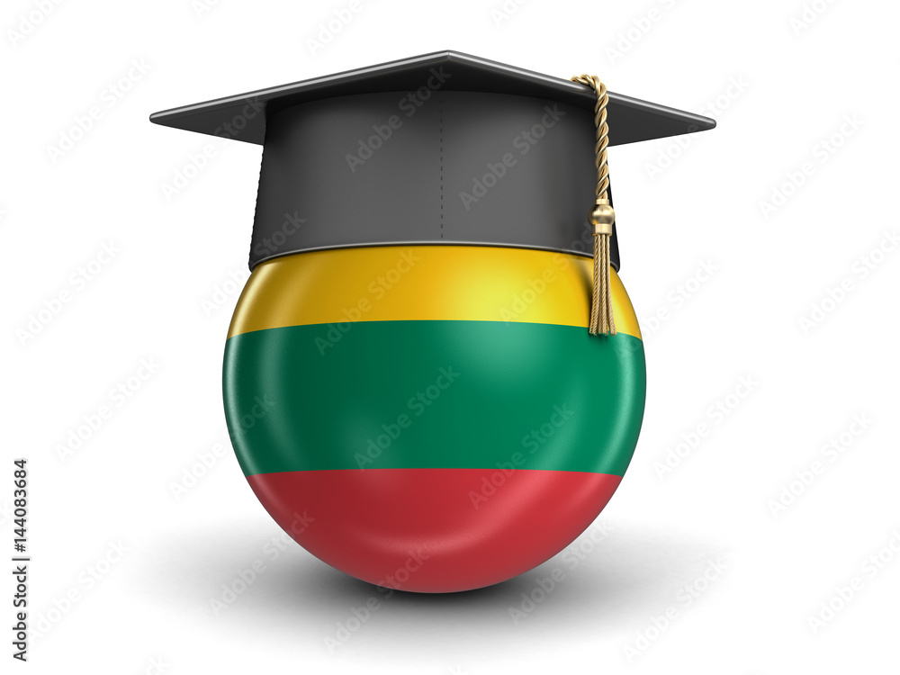 Poster graduation cap and lithuanian flag. image with clipping path