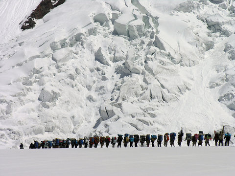 Expedition porters on Chogolisa group, (k2 range), karakorum ,Pakistan