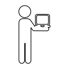 young man with laptop avatar character vector illustration design