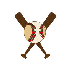 silhouette color with baseball bats and ball vector illustration