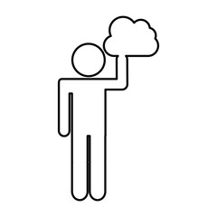 human figure with cloud computing isolated icon vector illustration design