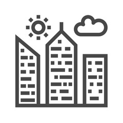 City Building Thin Line Vector Icon. Flat icon isolated on the white background. Editable EPS file. Vector illustration.