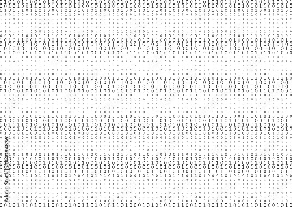 Poster binary code black and white background