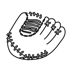 monochrome contour of baseball glove vector illustration