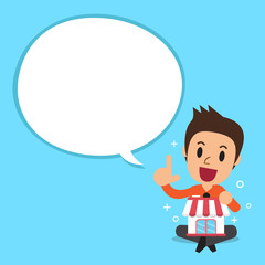 Cartoon businessman with white speech bubble