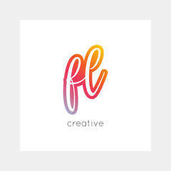 FL logo, vector. Useful as branding, app icon, alphabet combination, clip-art.