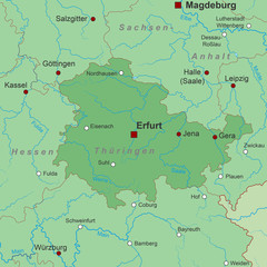 Fototapeta premium Bundesland Thüringen - Landkarte in Grün
