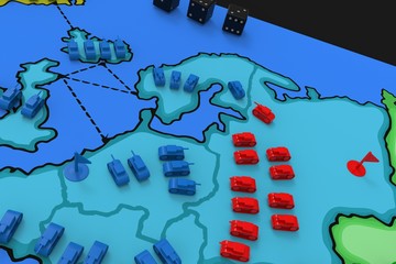 Toy tanks. board game.3d rendering.