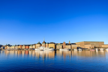 Morning reflection of Stockholm Old Town