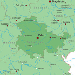 Bundesland Thüringen - Landkarte (in Grün)