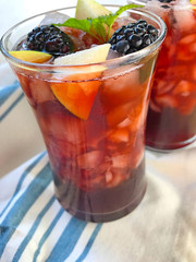 Sangria with blackberries and apple