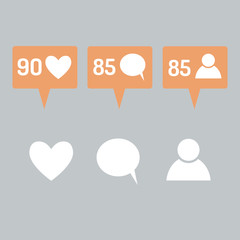 Vector like, follower, comment icons