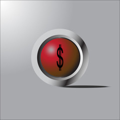 us dollar red glossy icon