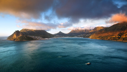 Beautiful view of Hout Bay and mountains from Chapman's Peak Drive