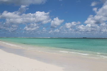Fototapeta na wymiar Dreamlike beach with turquoise water and white sand in Lancelin 100 km north of Perth, Australia