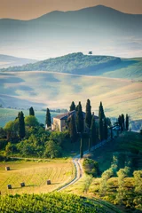 Papier peint photo autocollant rond Toscane Toscane, paysage de printemps