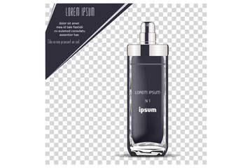 Spray Cosmetic Bottle. Deodorant spray, perfume. Cosmetic Products Packaging. Vector Illustration.