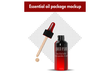 Essential Oil Package. Vector Illustration. Skin care product.  