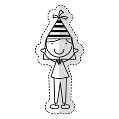 cute little girl with hat party character vector illustration design