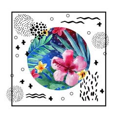 Foto op Plexiglas Abstract tropical summer poster design in minimal style. © Tanya Syrytsyna