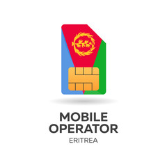 Eritrea mobile operator. SIM card with flag. Vector illustration.
