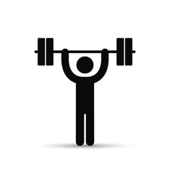 Man lifting weight icon, simple silhouette vector.