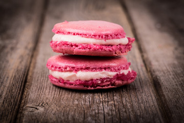 Raspberry macarons retro