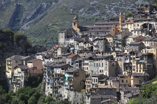 Saorge, perched Medieval village, Roya Valley, Alpes-Maritimes, Cote d'Azur, French Riviera, Provence, France