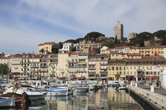 Harbor, Le Suquet, Old Town, Cannes, Alpes Maritimes, Cote d'Azur, Provence, French Riviera, France, Mediterranean