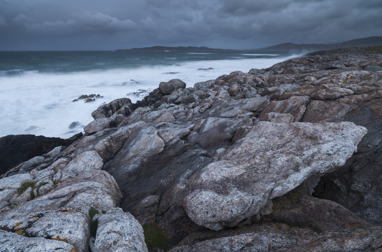 A stormy morning on the coastline near Borve, Isle of Harris, Outer Hebrides, Scotland