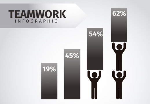 Black White Collaborative Teamwork Progress Infographic Template