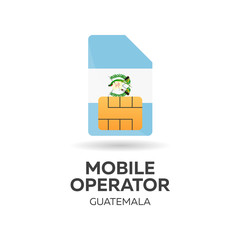 Guatemala mobile operator. SIM card with flag. Vector illustration.