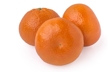 three tangerines isolated