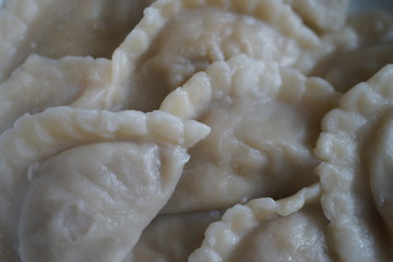 Boiled polish pierogs macro view