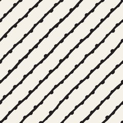 Vector Seamless Childlike Pattern. Monochrome Hand Drawn Geometric Shapes Texture
