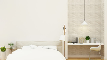 bedroom and workspace clean design - 3D Rendering