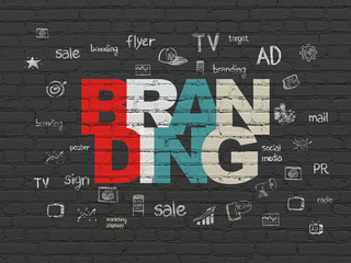 Advertising concept: Branding on wall background