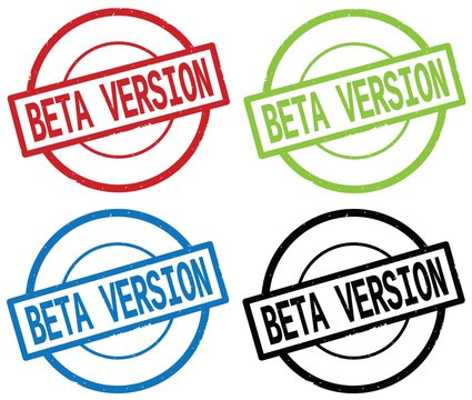 BETA VERSION text, on round simple stamp sign.