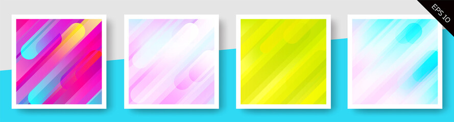 Obraz premium Set of Expressive Vector Colorful Backgrounds. Spring Colors. Trendy Rounded Elements.