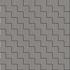 Stylish Lines Maze Lattice. Ethnic Monochrome Texture. Abstract Geometric Background. Vector Seamless Black and White Pattern.
