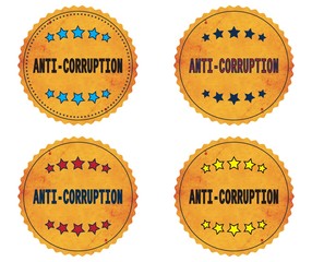 ANTI CORRUPTION text, on round wavy border vintage, stamp badge.