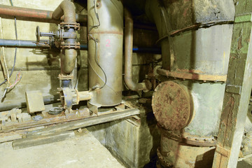 Basement of a water pumping station. Abandoned post-apocalyptic