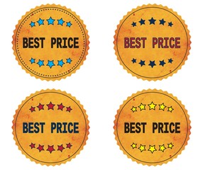 BEST PRICE text, on round wavy border vintage, stamp badge.