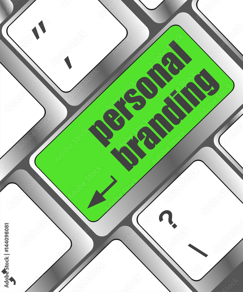 Poster personal branding on computer keyboard key button