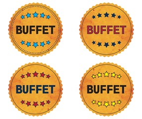 BUFFET text, on round wavy border vintage, stamp badge.