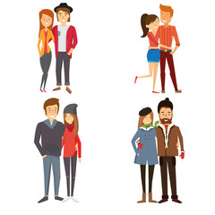 Obraz premium Set of couples in different seasons.