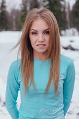 Winter portrait of young beautiful woman