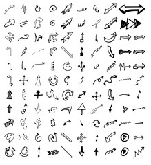 Vector hand drawn arrows set isolated on white