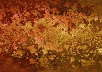Red and gold rusted plate