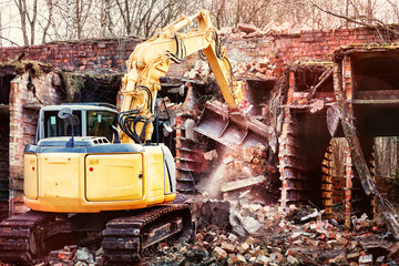 Demolishing an old industrial building